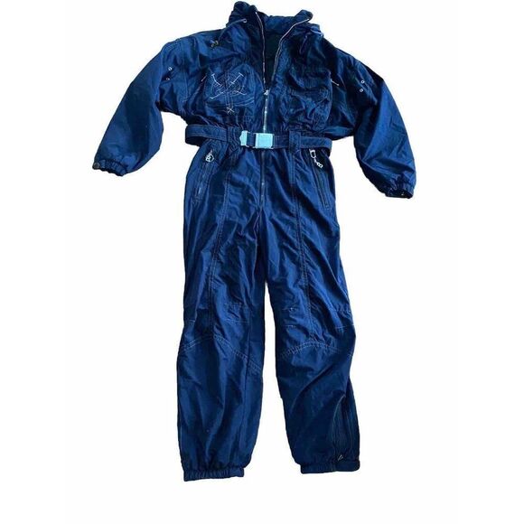 Bogner Ski Suit Snow Dark Navy Blue Belted Size EU 42 Snowsuit Mens $1200 New
